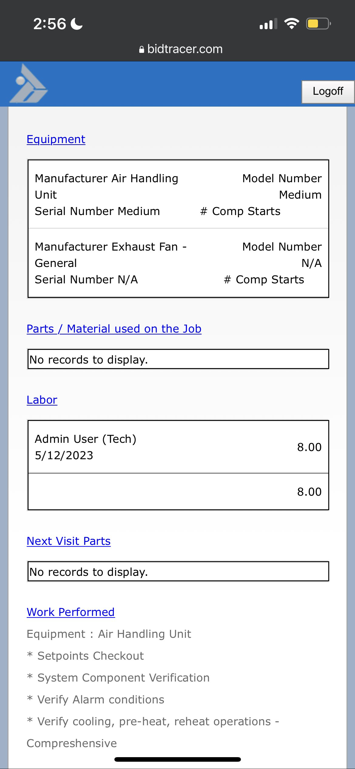 service report tool example