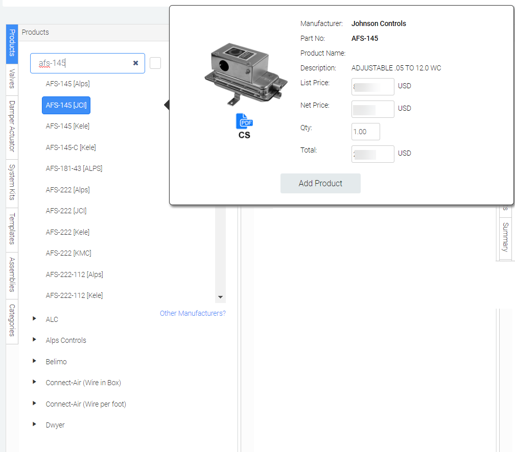 Construction Parts Selection Screenshot