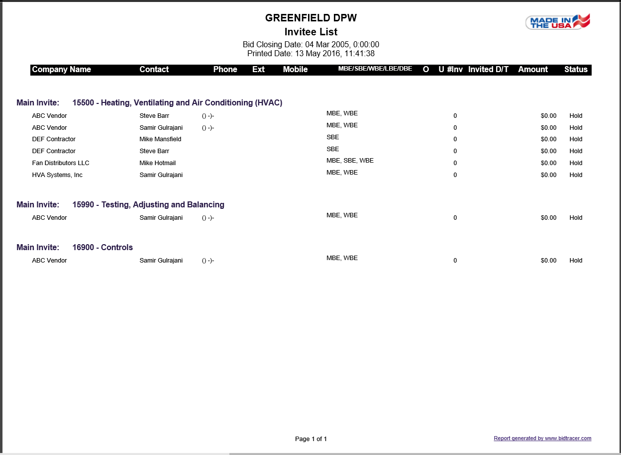 Construction Custom Report Example